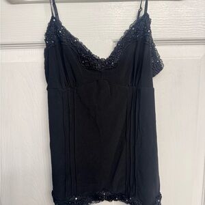 Beaded and sequined lace Trim Y2K tank